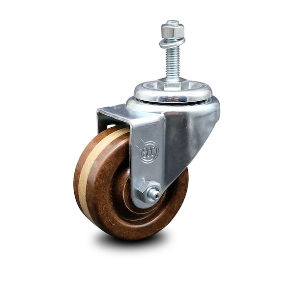 3 Inch High Temp Phenolic Wheel Swivel 10mm Threaded Stem Caster SCC